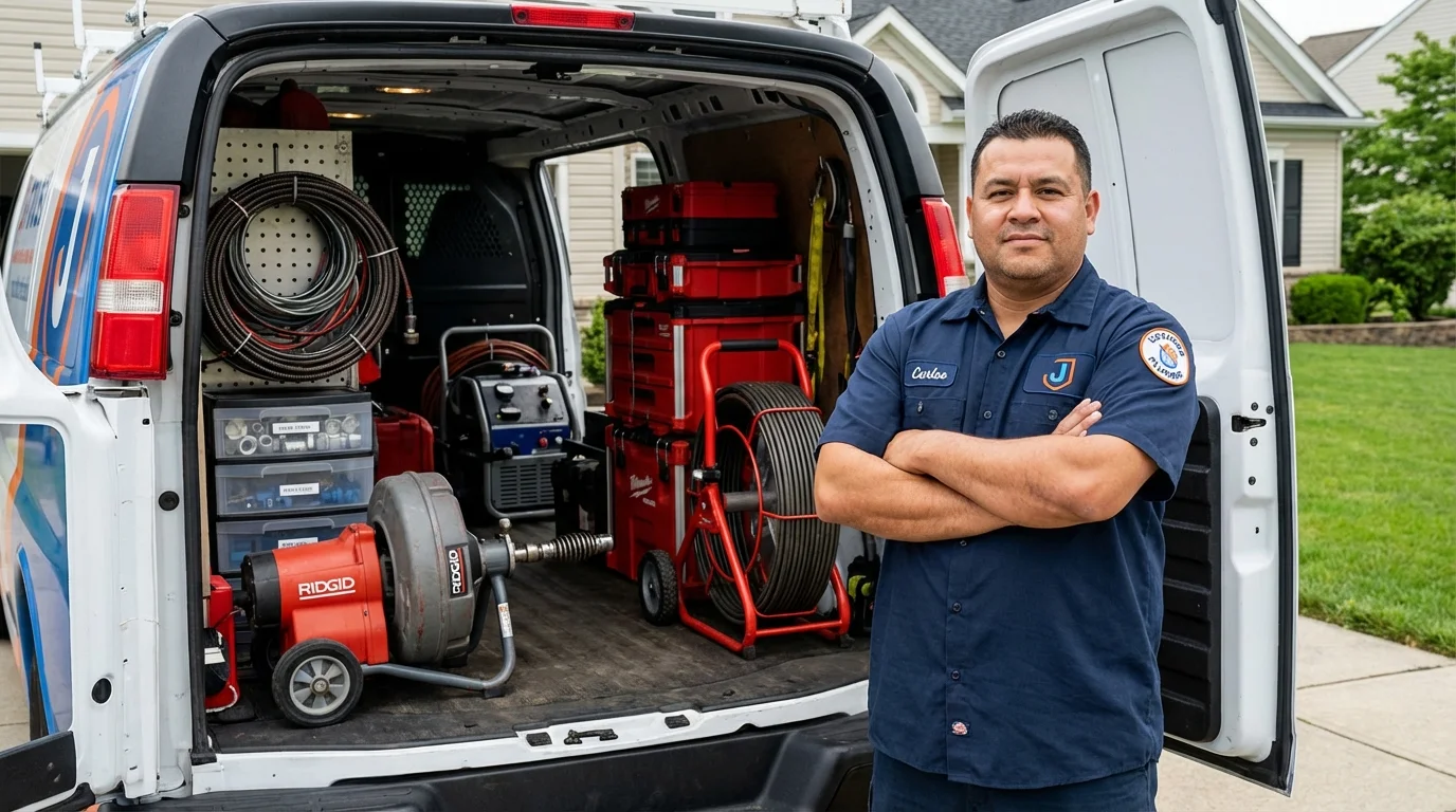 Professional drain cleaning equipment and Johns Plumbing LLC plumber in Lilburn