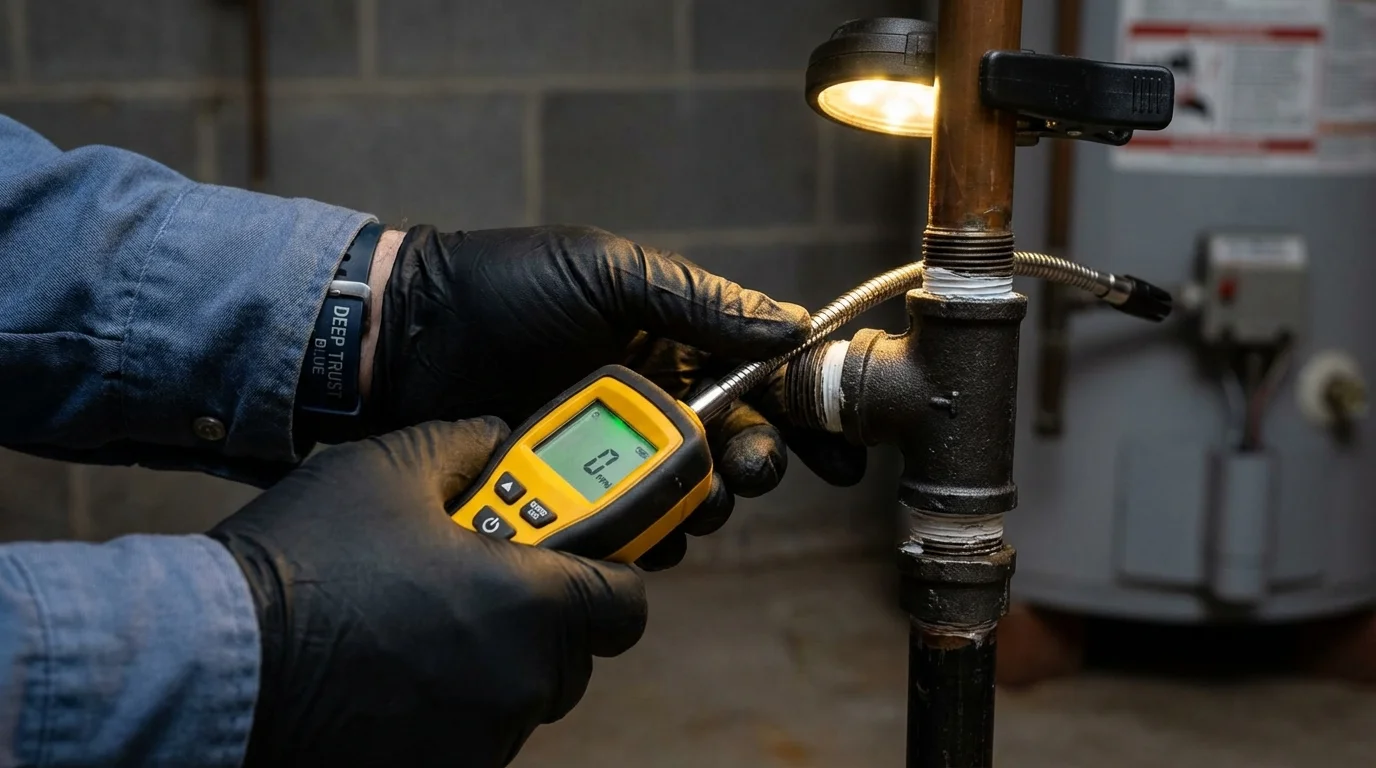 Gas leak detection with electronic sniffer by Johns Plumbing LLC in Lilburn