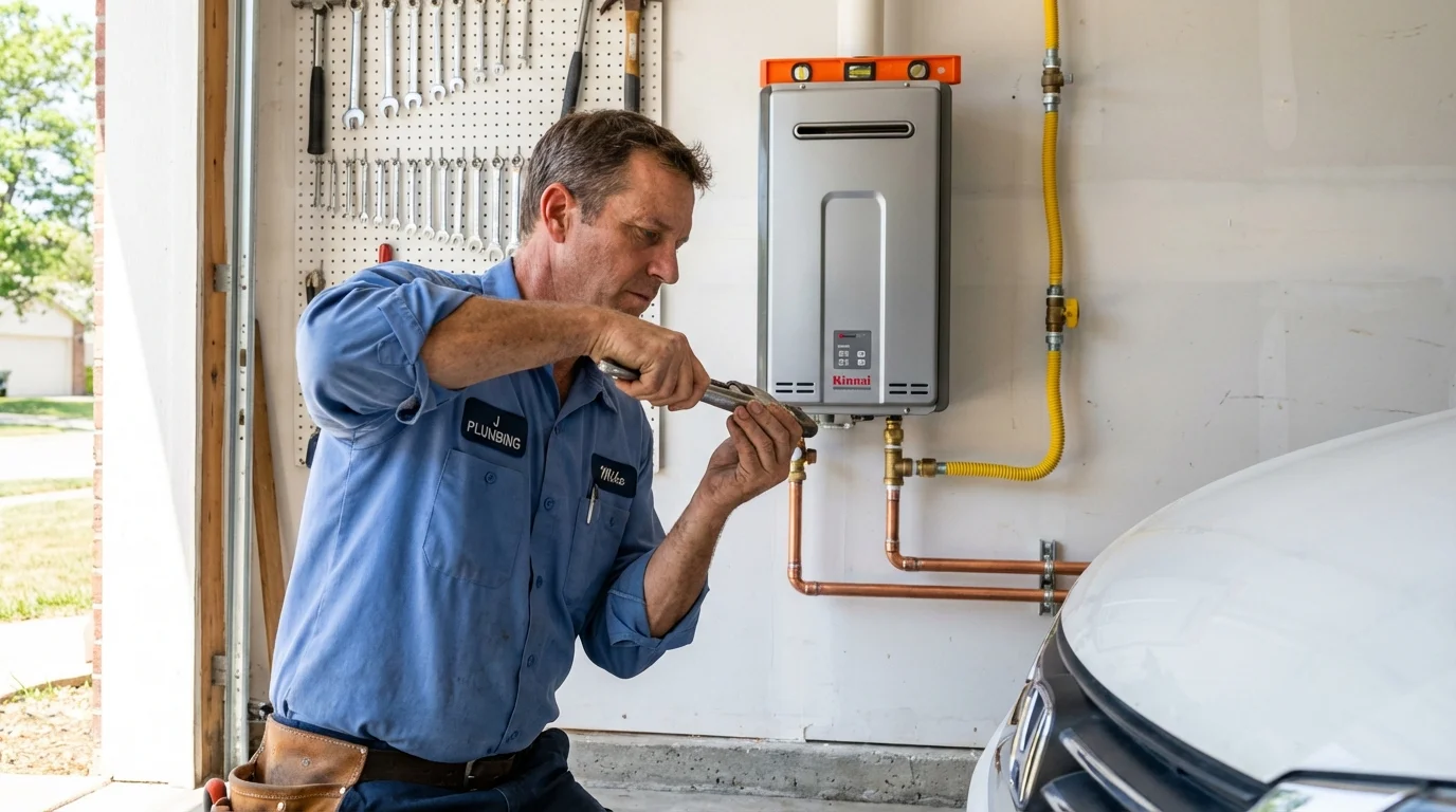 Tankless water heater installation by a Johns Plumbing LLC plumber in Lilburn