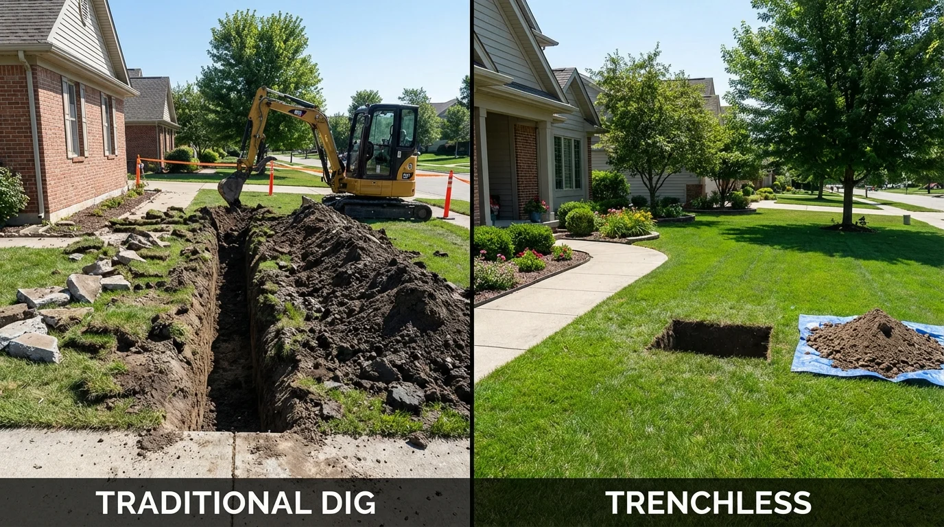 Trenchless sewer repair with minimal yard damage versus traditional excavation in Lilburn, GA